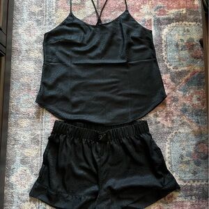 Victoria's Secret Black Satin Pajama Set